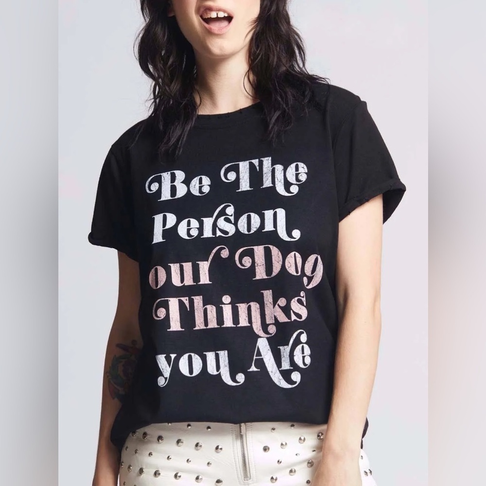 Oddpeople‎ by Recycled Karma Dog Person T-Shirt - Size XS - Black - NWOT